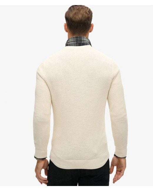 Superdry Natural Classic Knitted Textured Crew Jumper for men