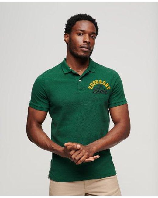 Superdry Green Classic Embroidered Logo Superstate Polo Shirt for men