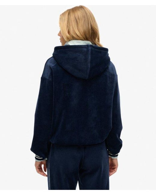 Superdry Blue & Co Country Club Velour Relaxed Hoodie