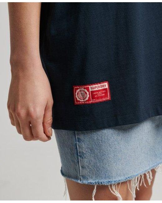 Superdry Blue College Graphic Oversized T-Shirt Eclipse