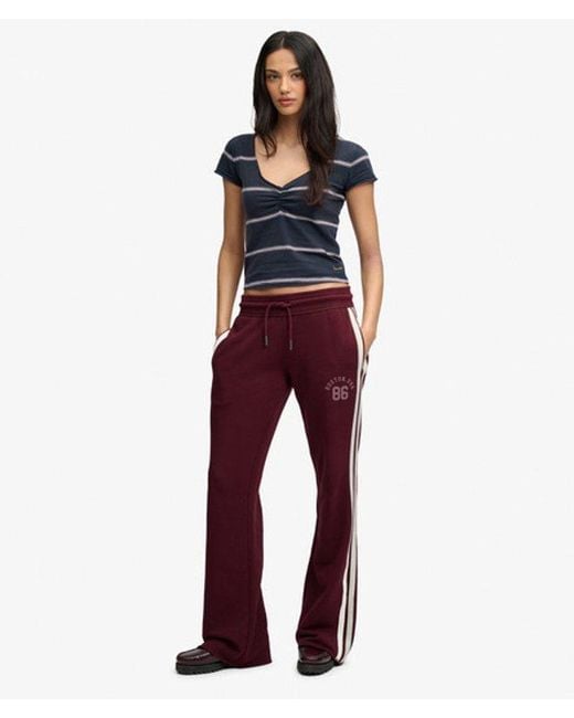 Superdry Red & Co Athletic Essentials Stripe Flare joggers
