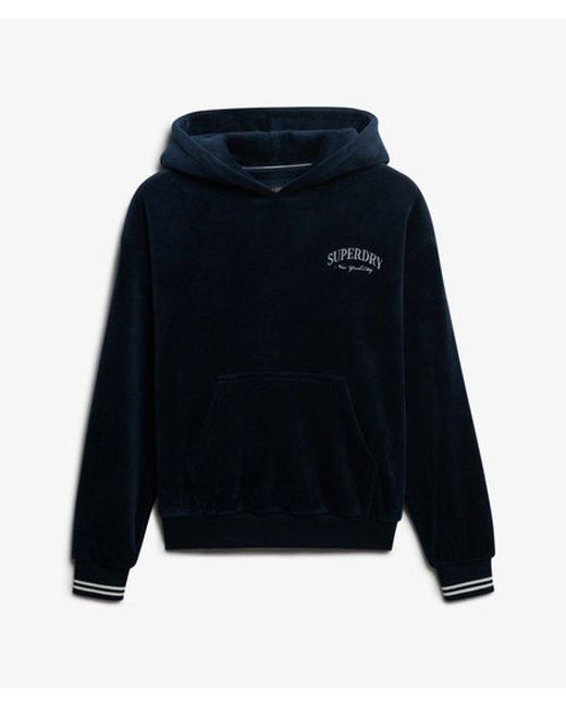 Superdry Blue & Co Country Club Velour Relaxed Hoodie