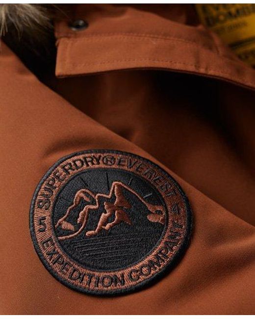 Superdry Brown Hooded Everest Puffer Bomber Jacket for men