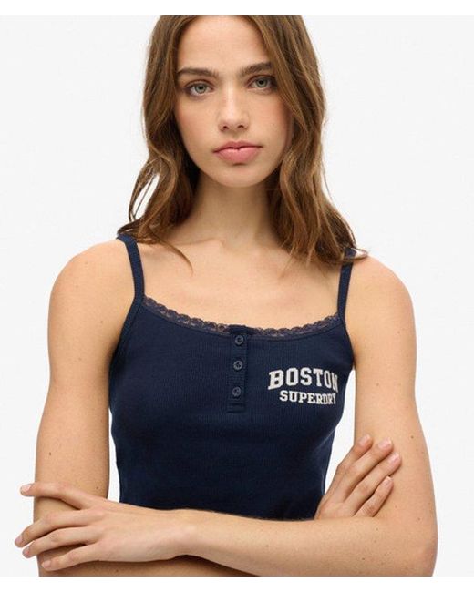 Superdry Blue & Co Athletic Essentials Graphic Button Cami Top