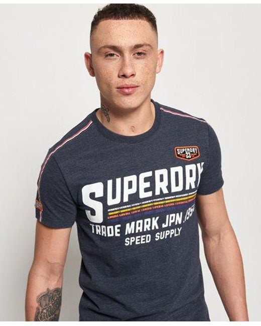 Superdry Blue Custom Classics T-Shirt Princedom Marl for men