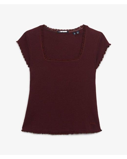 Superdry Red Athletic Essentials Square Neck T-Shirt