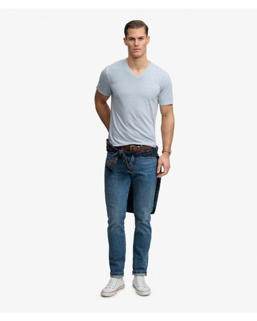 Superdry Blue & Co Classic Cotton Linen V-neckline T-shirt for men