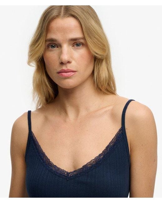 Superdry Blue & Co Athletic Essentials V Neck Pointelle Cami Top