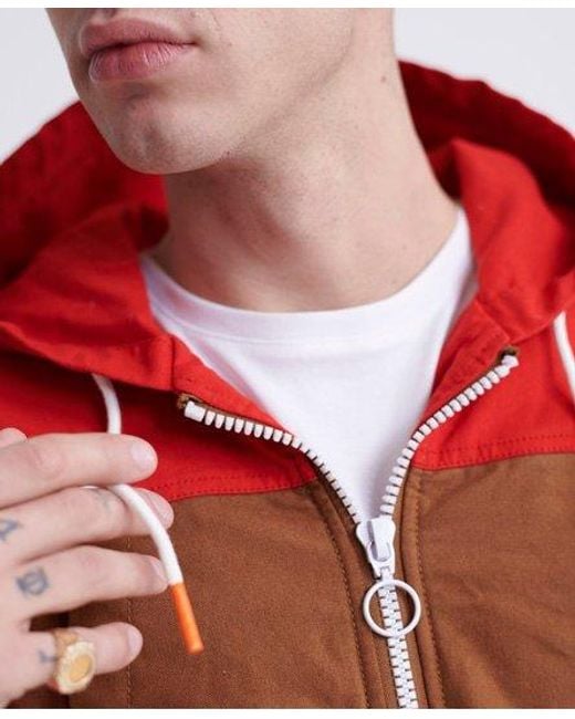 Superdry Red Hooded Worker Jacket Moorside/Tobacco for men