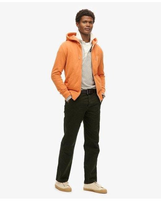 Superdry Orange Essential Logo Zip Hoodie for men