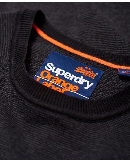 Superdry Black Label Cotton Crew Jumper Dark Nordic Feeder for men