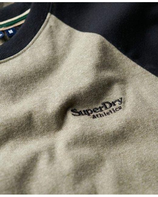Superdry Gray Slim Fit Colour Block Essential Baseball Long Sleeve Top for men