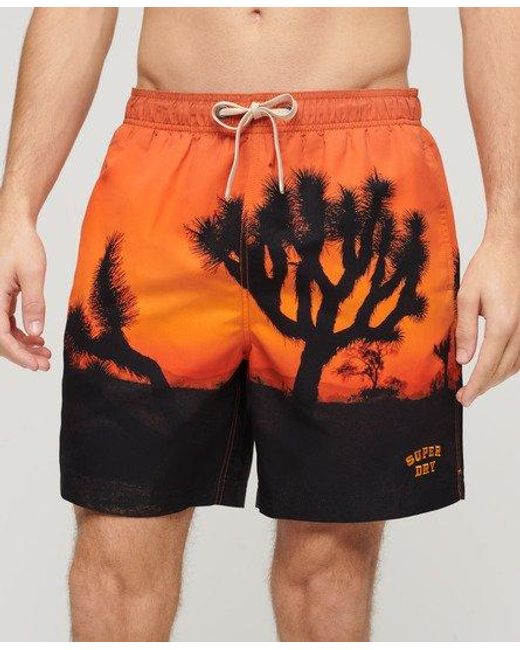 Superdry Orange Photographic 17-inch Recycled Swim Shorts for men