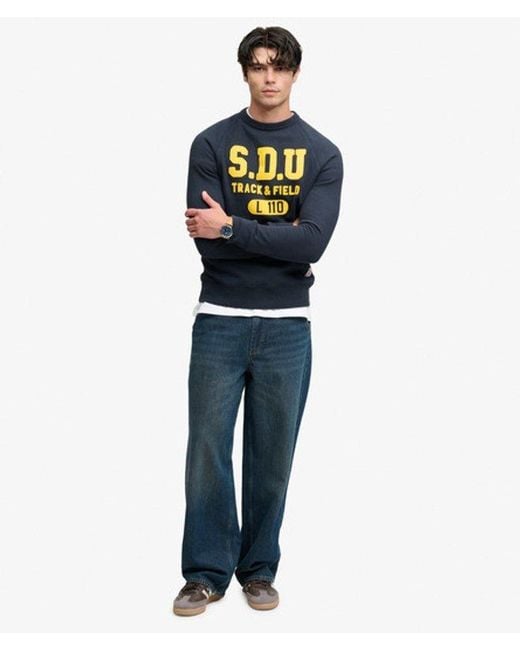 Superdry Blue & Co Athletic Felt Applique Crew Neck Sweatshirt for men
