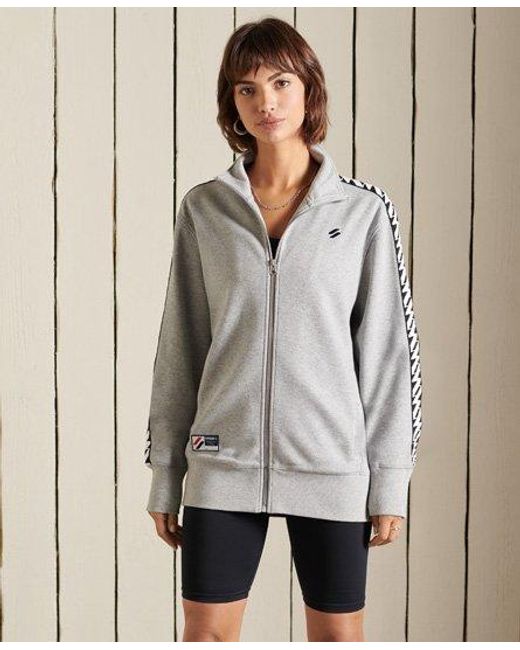 Superdry Gray Code Oversized Tape Track Jacket Marl
