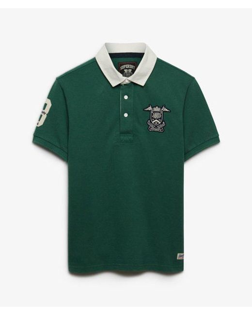 Superdry Green Vintage Pique Rugby Polo Shirt for men