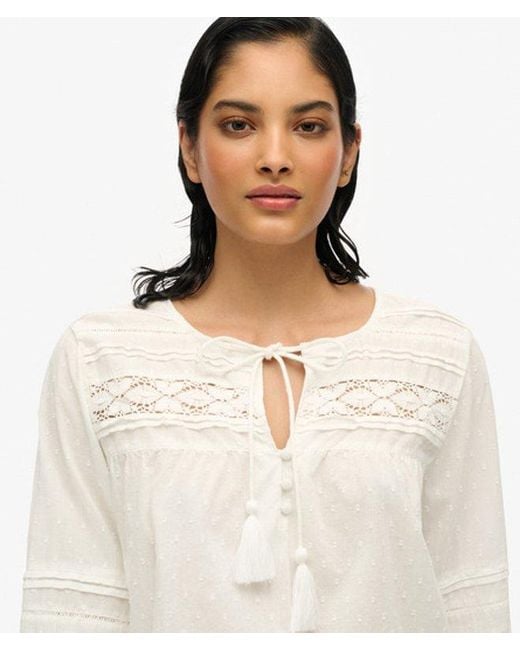 Superdry White Ibiza Lace Blouse