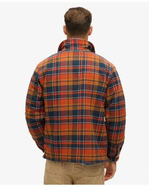 Superdry Surplus Gewatteerd Overshirt Met Ruit in het Blue voor heren