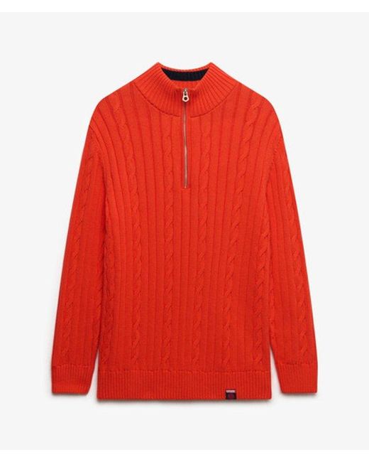 Superdry Red & Co Slouchy Cable Half Zip Jumper