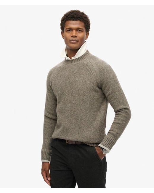 Superdry Gray Chunky Raglan Jumper for men