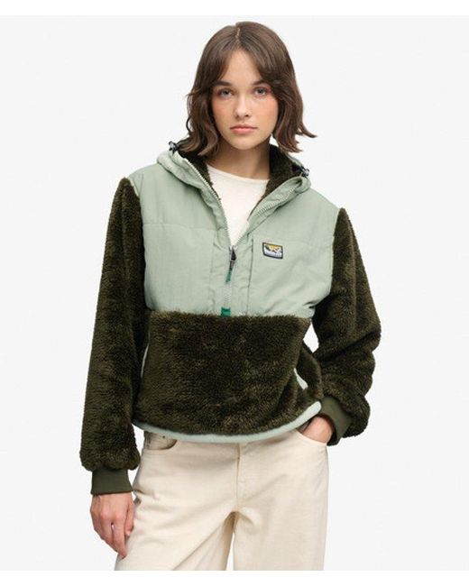 Superdry Green Super Soft Hybrid Half Zip Jacket
