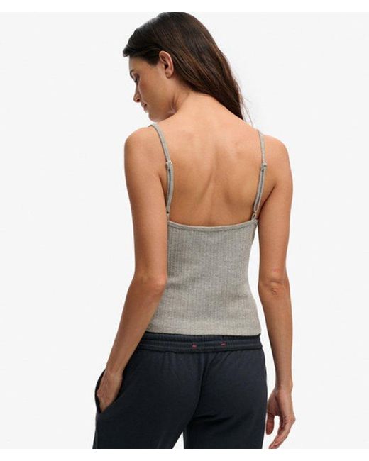 Superdry Gray & Co Athletic Essentials V Neck Pointelle Cami Top