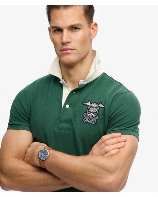 Superdry Green Vintage Pique Rugby Polo Shirt for men
