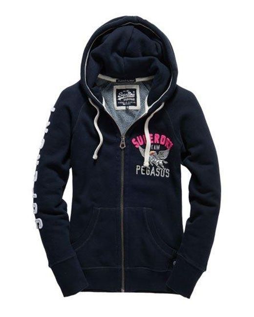 Superdry Blue Pegasus Sparkle Hoodie Eclipse