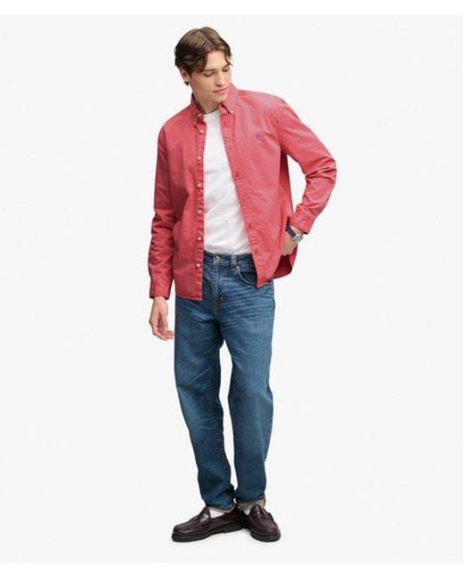 Superdry Red & Co Garment Dyed Long Sleeve Shirt for men