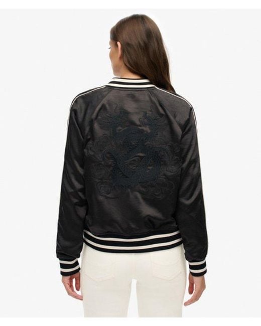 Superdry Black Suikajan Embroidered Bomber
