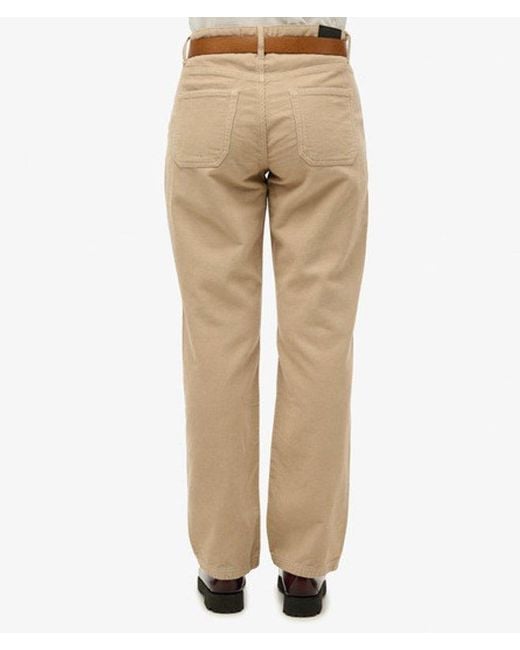 Superdry White Straight Leg Cord Pants Size: 26/32