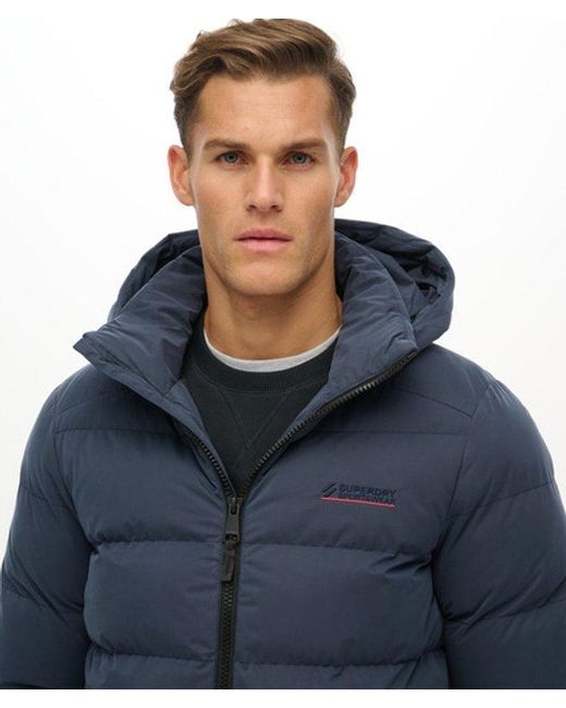 Superdry Blue & Co Hooded Microfibre Sport Puffer Jacket for men