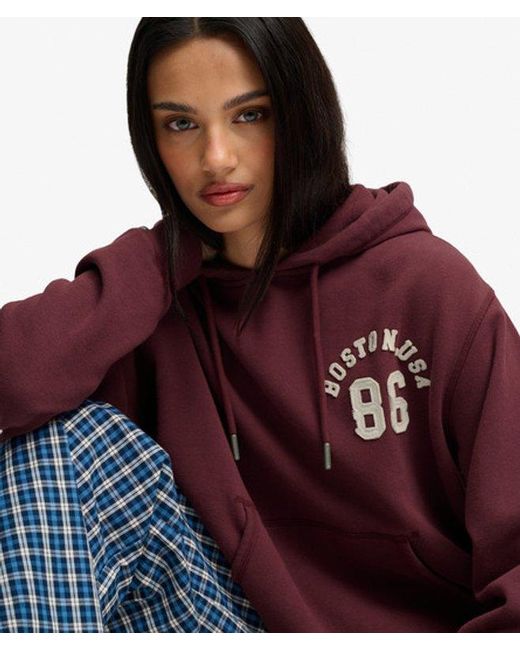 Superdry Red & Co Athletic Essential Applique Cropped Hoodie