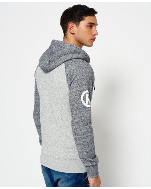 Superdry Blue Super 77 Surf Raglan Zip Hoodie Pebble Grit for men