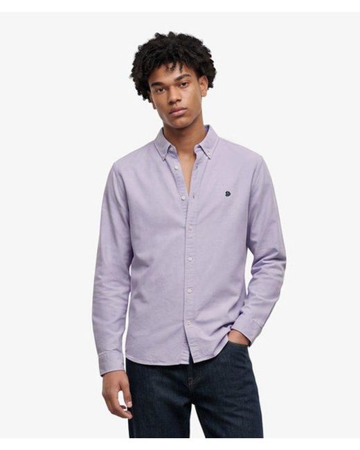Superdry Purple & Co Preppy Oxford Long Sleeve Shirt for men