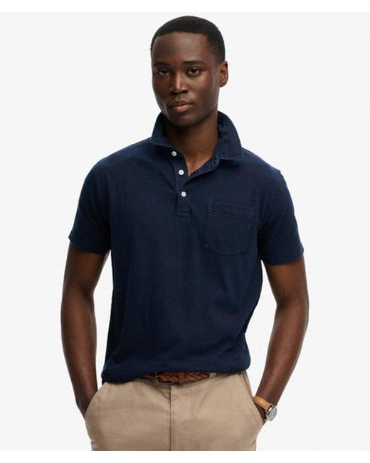 Superdry Blue & Co Classic Cotton Linen Polo Shirt for men