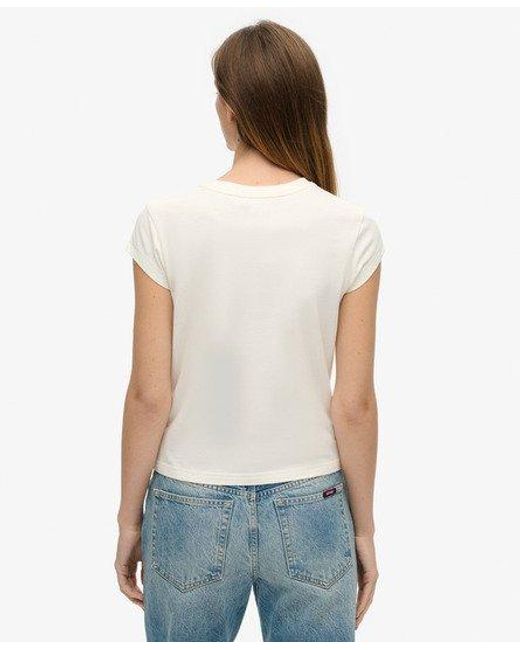 Superdry White Embellished Punk Cap Sleeve T-shirt