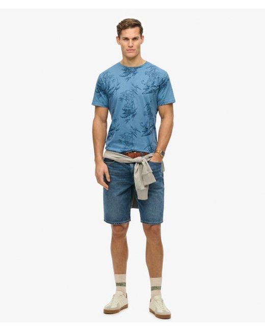 Superdry Blue & Co Classic Essential Printed T-shirt for men