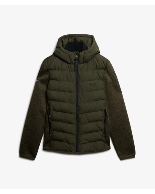 Superdry Green Hooded Storm Knit Hybrid Jacket for men