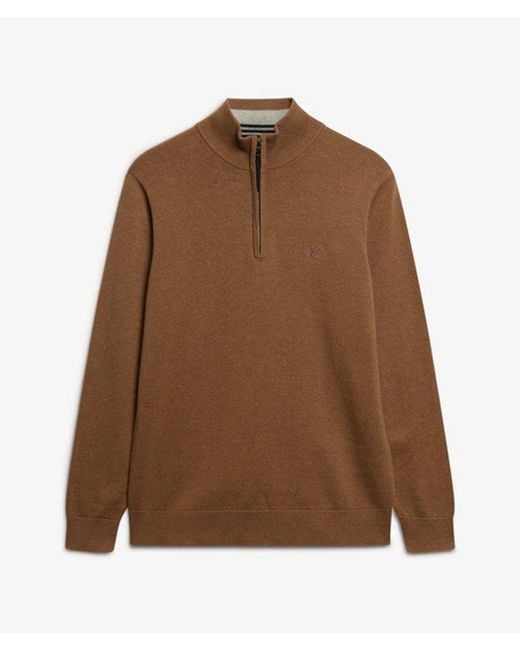 Homme Pull À Demi-Zip Essentials En Coton Taille Superdry pour homme en coloris Natural