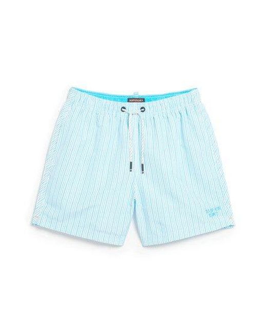 Superdry Blue Printed 15-inch Recycled Swim Shorts for men