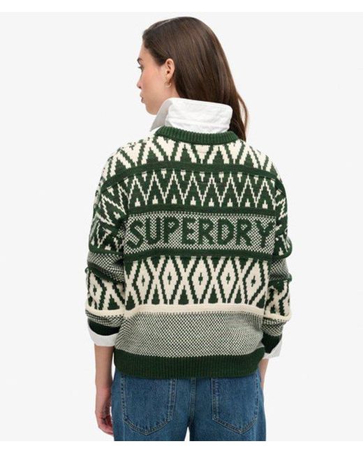Superdry Green & Co Branded Pattern Crew Jumper