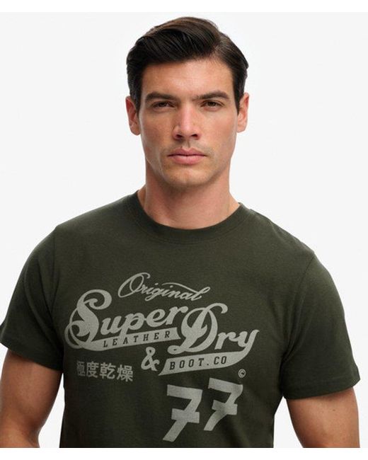 Superdry Green & Co Leather & Boot Co Script T-shirt for men