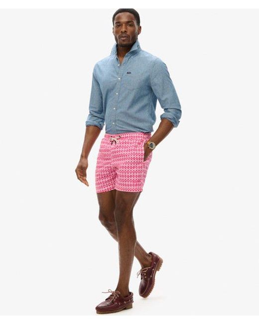 Short de bain recyclé imprimé longueur 38 cm Superdry pour homme en coloris Pink