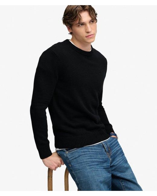 Superdry Black & Co Preppy Cotton Jumper for men