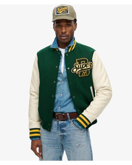 Superdry Varsity Wollen Bomberjack in het Green voor heren