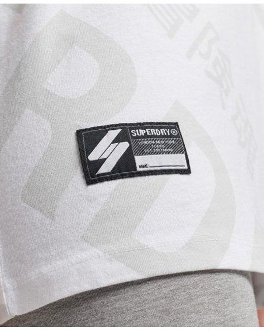 Superdry White Code Core Logo All Over Print T-Shirt Optic