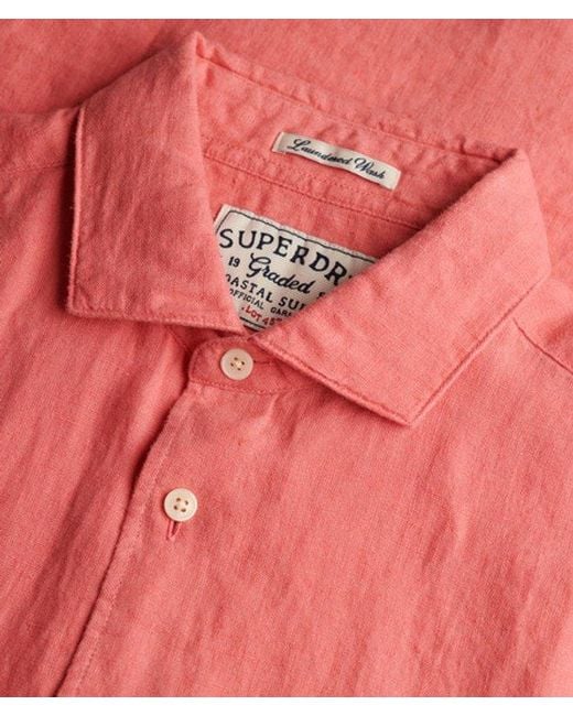 Superdry Red & Co Riviera Short Sleeve Linen Shirt for men