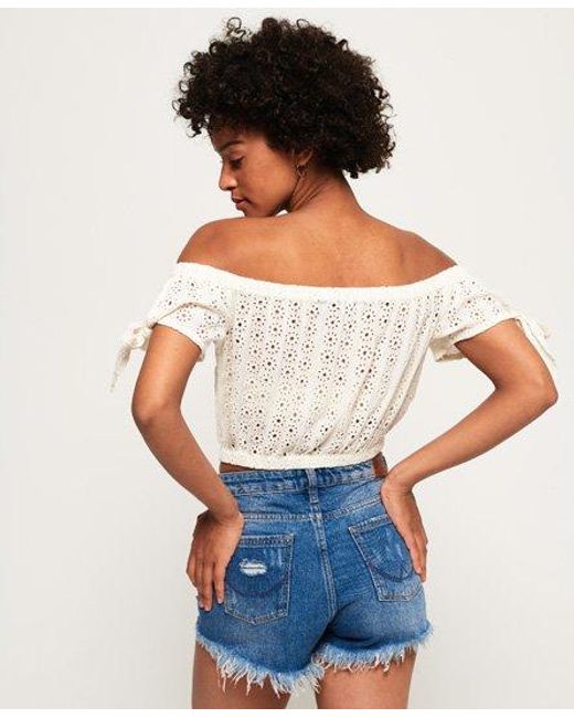 Superdry White Amiee Bardot Top Liner