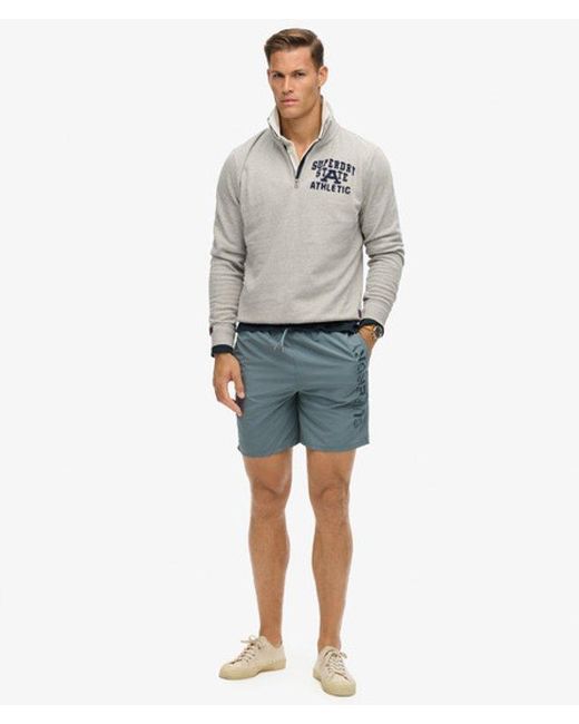 Superdry Blue & Co Premium Embroidered 17-inch Swim Shorts for men